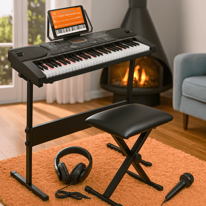 Beginner - Friendly 61 Key Digital Piano Keyboard Set with Stand and Seat - Monsta Online