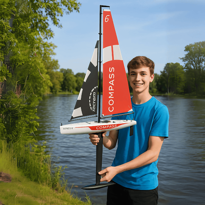 Compass: 53” RC Sailboat – Preassembled 2.4G Remote Boat for Older Kids and Adults - Monsta Online