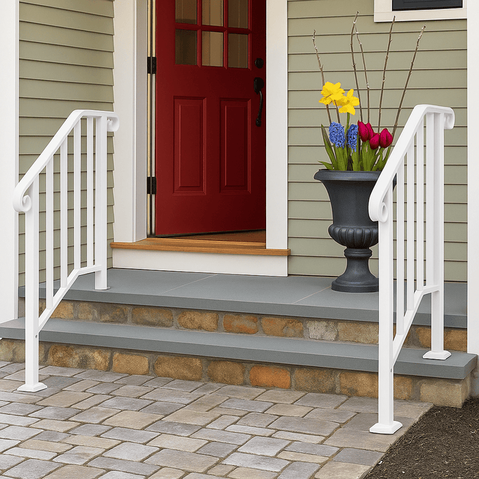 Heavy - Duty 1 - 2 - 3 Steps Exterior Wrought Iron Handrail for Stair Safety Support - Monsta Online