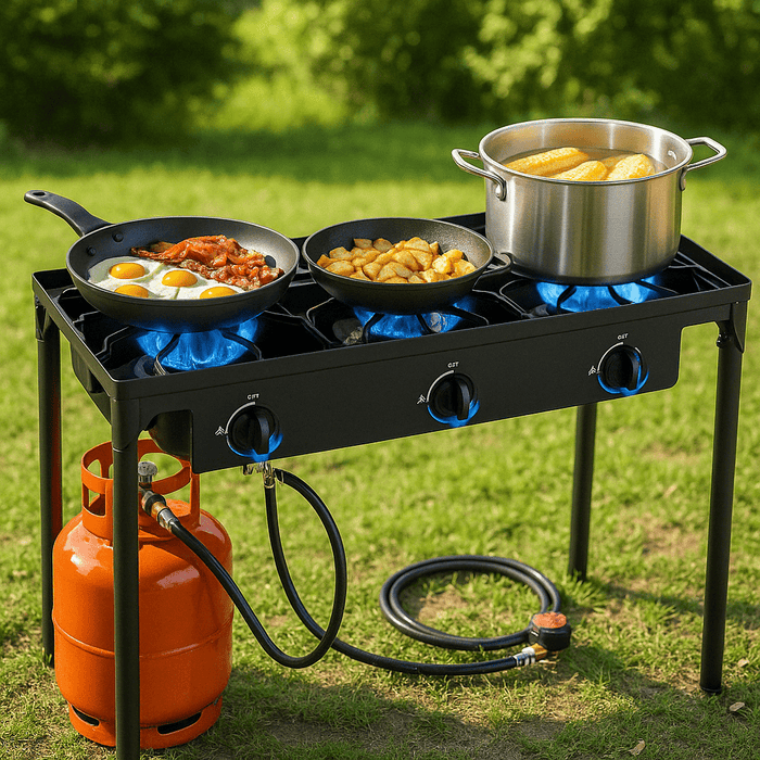 Portable 3 - Burner Propane Camp Stove with Removable Legs for Outdoor Cooking - Monsta Online