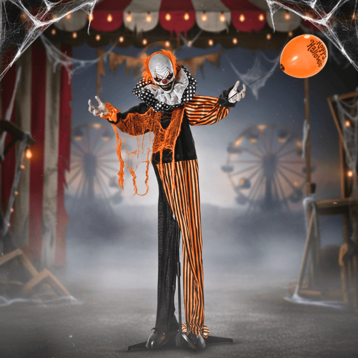 5.4ft Sound - Activated Animatronic Halloween Clown - Talking, Laughing, Moving Head - Monsta Online