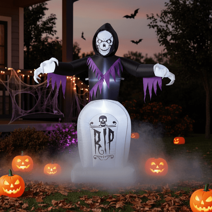 6FT Halloween Inflatable Grim Reaper with Grave and LED Lights - Monsta Online