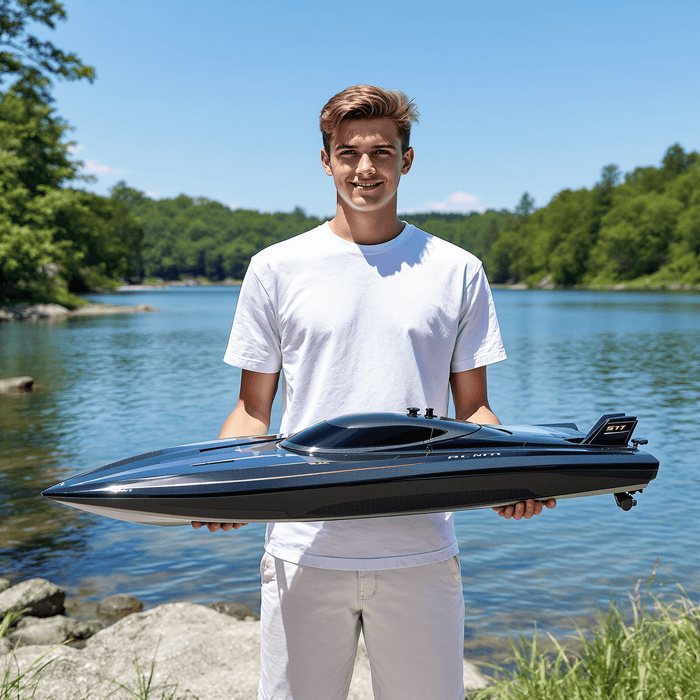 Tylausaurus: Large 26 Inches, 31 MPH Brushless RC Speed Boat for Adults with Dual Batteries - Monsta Online
