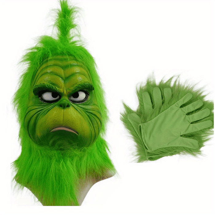 Halloween Green Monster Santa Mask – Cosplay Suit with Mask & Gloves - Monsta Online