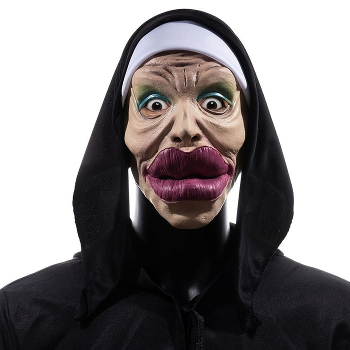 Halloween Nun Purge Mask – Scary Huge Mouth Witch Cosplay Headgear - Monsta Online