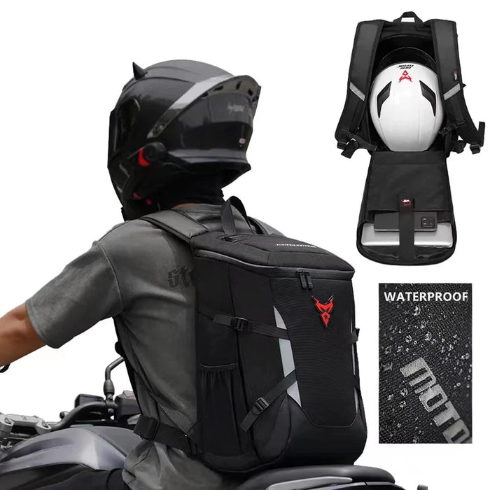 Waterproof Reflective Motorcycle Backpack With Helmet and Laptop Compartments - Monsta Online
