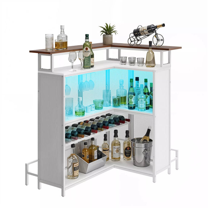 L - Shaped Modern Mini Home Bar Table with Smart Music Sensing LED Lighting - Monsta Online