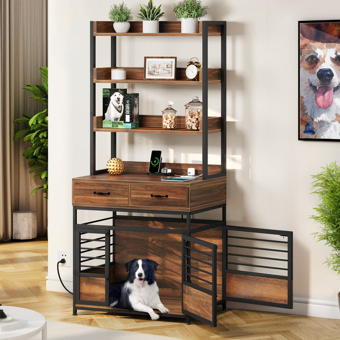 Multi Functional 32" Dog Crate Furniture with Storage Shelves and Heavy Duty Cage - Monsta Online