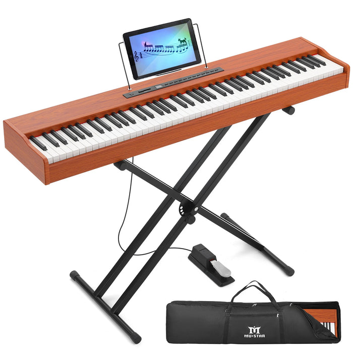 Weighted 88 Key Digital Piano Keyboard with Powerful Sound Pedal and Stable Stand - Monsta Online