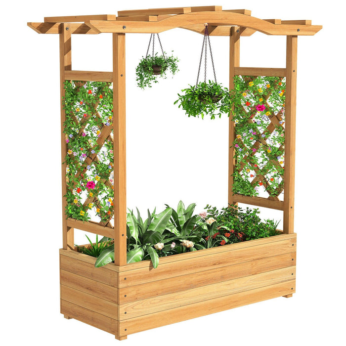Elevated Wooden Garden Bed With Trellis & Hanging Roof - Monsta Online