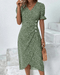 Vesper Wrap Midi Dress – Women's Faux - Wrap Flutter Sleeve Midi Dress - Monsta Online