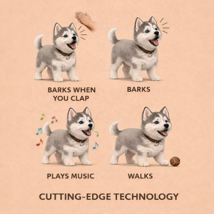 Interactive Walking Husky Puppy Toy – Realistic Barking, Tail Wagging & Lifelike Movement - Monsta Online