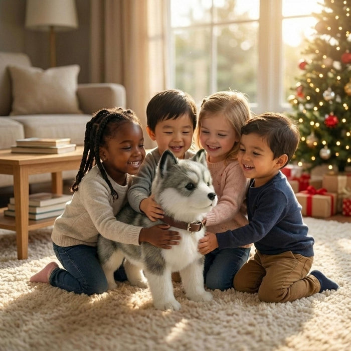 Interactive Walking Husky Puppy Toy – Realistic Barking, Tail Wagging & Lifelike Movement - Monsta Online