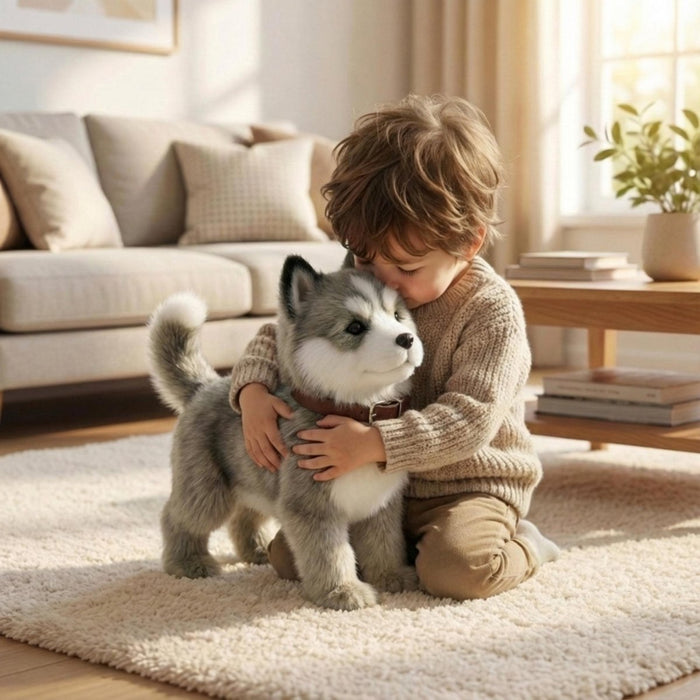 Interactive Walking Husky Puppy Toy – Realistic Barking, Tail Wagging & Lifelike Movement - Monsta Online
