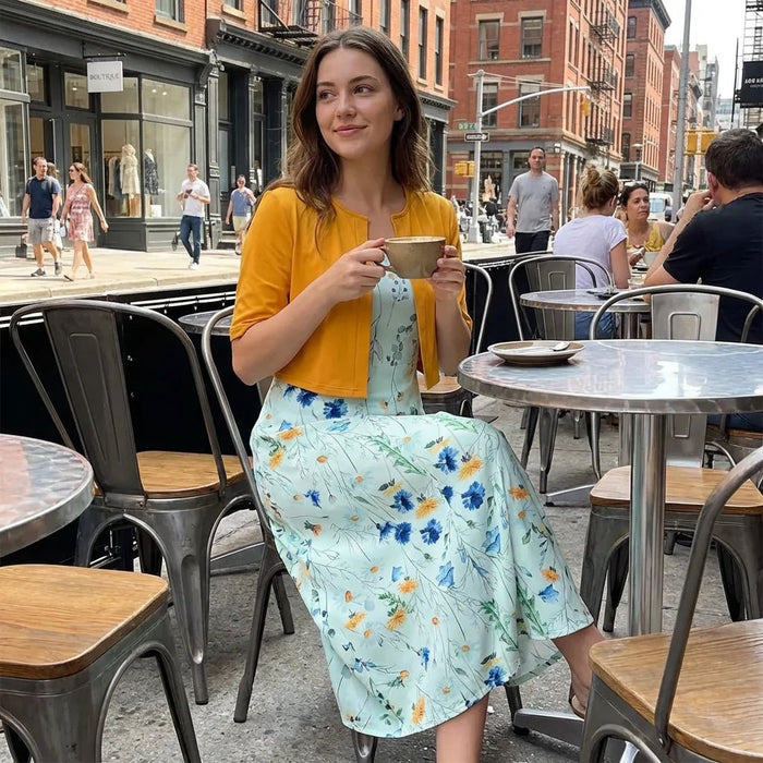 Women's Two - Piece Floral Dress Set – Crop Top & Round Neck Dress for Every Occasion - Monsta Online