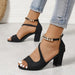 Women's Chic Ankle Strap Block Heel Sandals – Cushioned Footbed, Adjustable Strap for All - Day Comfort - Monsta Online