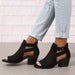Women's Peep - Toe Block Heel Booties – Chic Modern Summer Style - Monsta Online