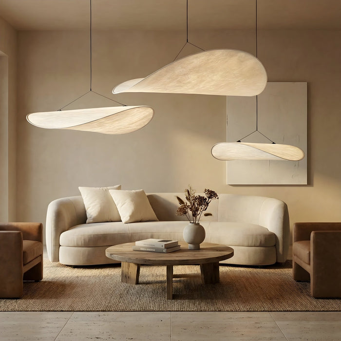 Japandi Silk Pendant Light – Minimalist Cloud Shade for Dining Room & Bedroom - Monsta Online