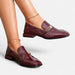 Women's Burgundy Single Strap Loafers – Elegant Cushioned Slip - On Shoes for Work & Everyday Wear - Monsta Online