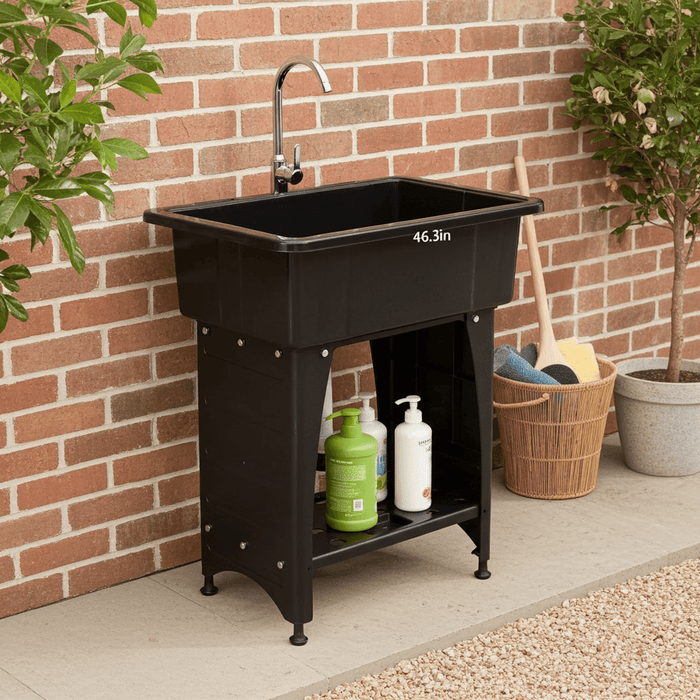 Multi Purpose Utility Laundry Sink with Stainless Steel Faucet and Removable Drainboard - Monsta Online