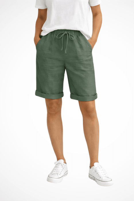 Aveline Linen Capri Pants – Women's Relaxed Fit Linen Blend Capri Pants - Monsta Online