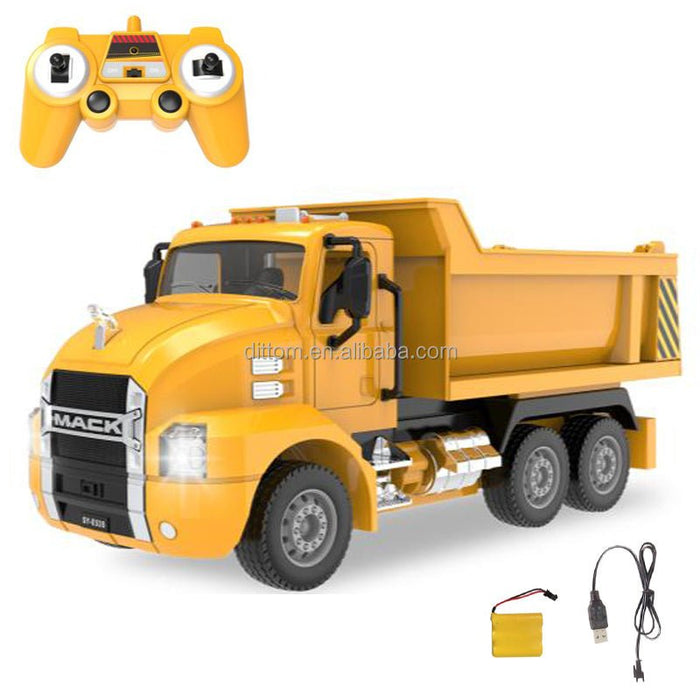 Premium 1:26 Scale Mack RC Dump Truck Toy for Kids - Remote Control Construction with Lights - Monsta Online