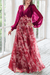 Valentina Floral Maxi Dress – Women's V Neck Balloon Sleeve Printed Wedding Guest Dress - Monsta Online