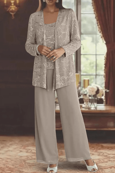 Miriam Sequin Lace Trouser Suit – Women's 3 - Piece Wide Leg Wedding Guest Suit - Monsta Online