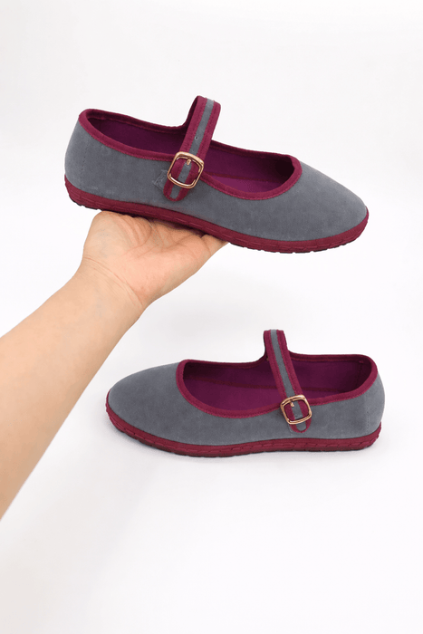 Emma Mary Jane Ballet Flats – Women's Round Toe Buckle Strap Suede Flat Shoes - Monsta Online