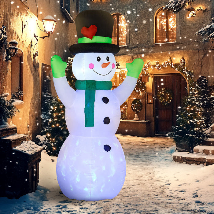 10FT Prelit Inflatable Cheerful Snowman with Black Hat and Rotating LED Lights - Outdoor Christmas Decoration - Monsta Online