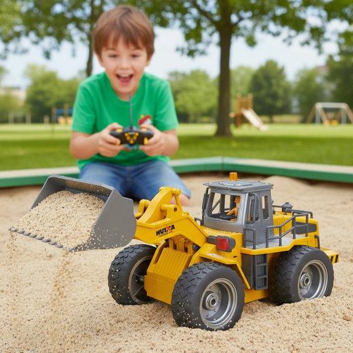 1:18 Scale 4WD RC Front Loader with Lights - 9 Channel Toy Tractor with Dual Batteries for Kids - Monsta Online