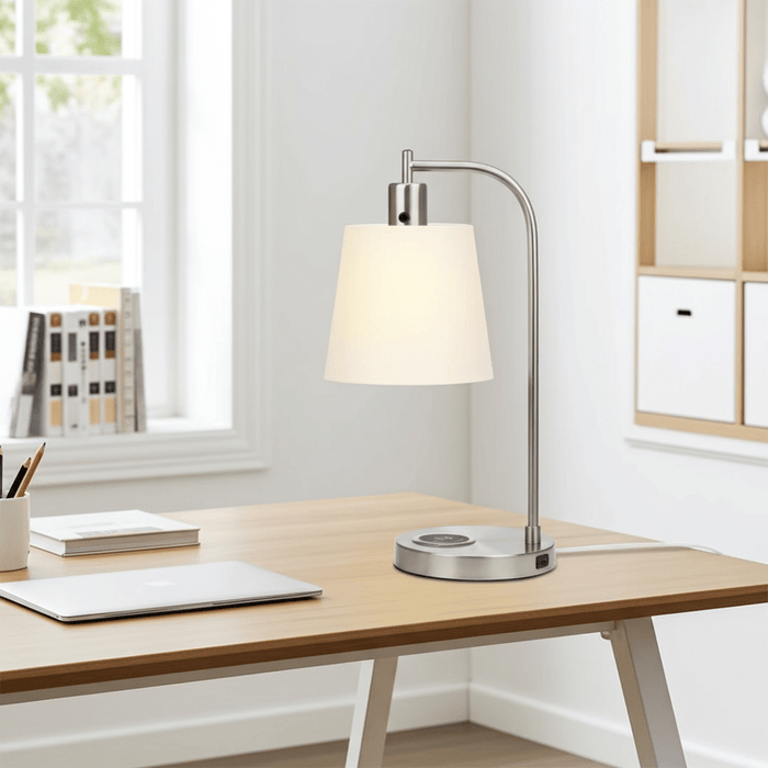 Elegant 20" Bedside Table Lamp with Wireless Charging and USB Port - Monsta Online