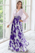 Valentina Floral Maxi Dress – Women's V Neck Balloon Sleeve Printed Wedding Guest Dress - Monsta Online