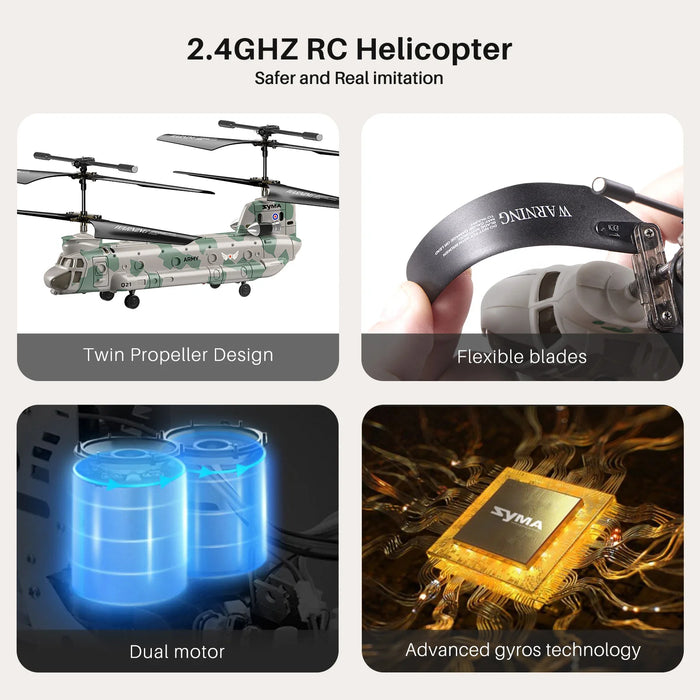 S52H Chinook RC Military Helicopter for Kids – One - Key Takeoff, Altitude Hold & Crash Resistant – Army Transport Toy for Beginners - Monsta Online