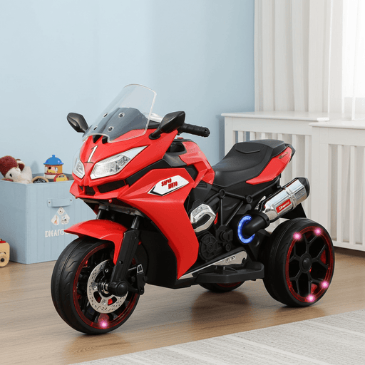 12V Electric Ride - On Motorcycle for Kids - Rechargeable 3 - Wheel Toy with Light - Up Wheels - Monsta Online