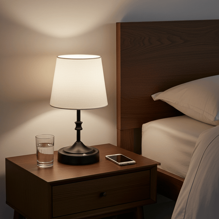 Cordless Rechargeable Table Lamp with Fabric Shade - 3 Dimmable Brightness Levels - Monsta Online