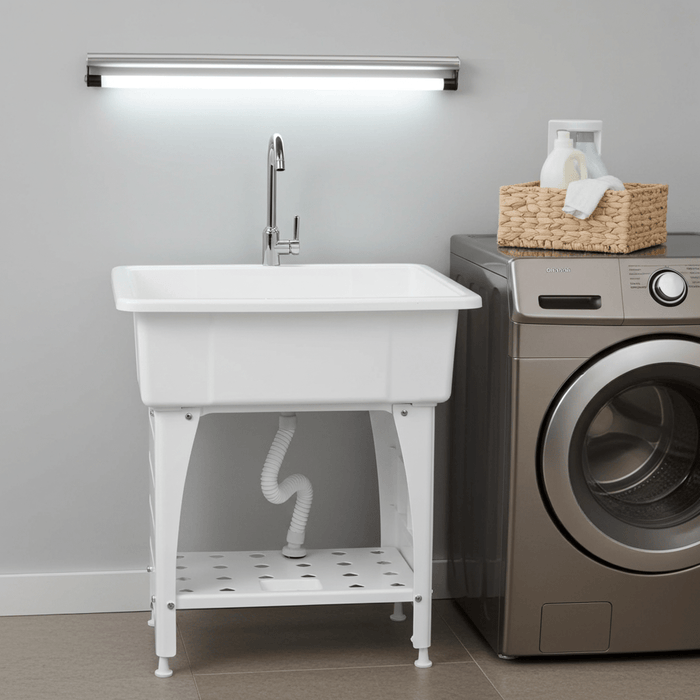 Multi Purpose Utility Laundry Sink with Stainless Steel Faucet and Removable Drainboard - Monsta Online