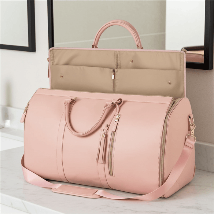 Premium Convertible PU Leather Garment Duffel Travel Bag - Monsta Online