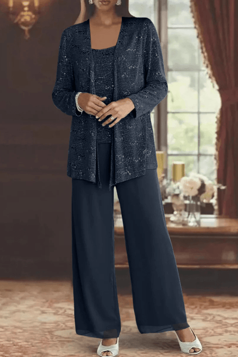 Miriam Sequin Lace Trouser Suit – Women's 3 - Piece Wide Leg Wedding Guest Suit - Monsta Online