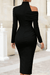 Delphina One Shoulder Midi Dress – Women's Asymmetric High Neck Draped Dress - Monsta Online