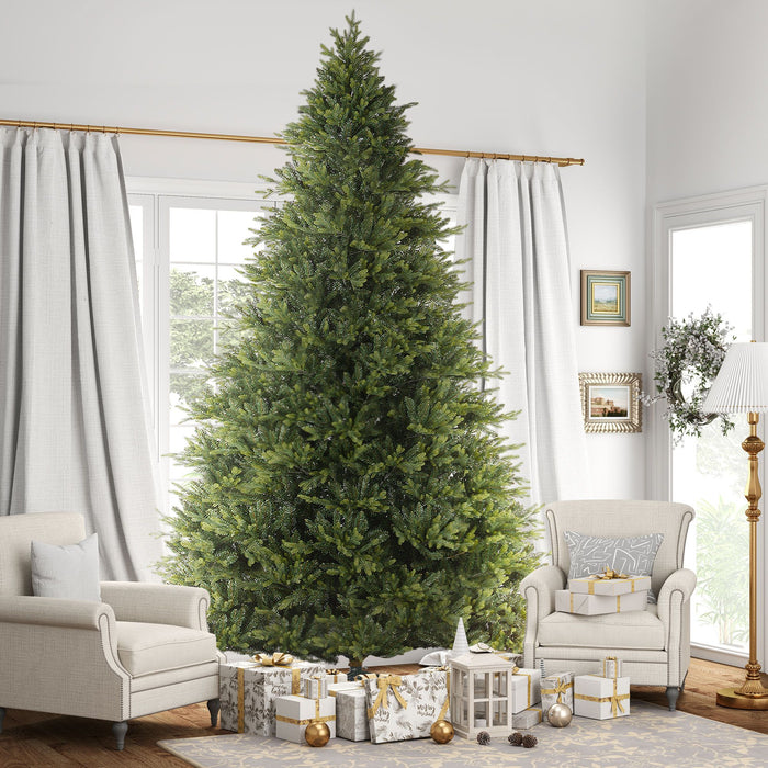 12FT Hinged Artificial Christmas Tree — 8410 Tips, Unlit, Full Realistic, Foldable Metal Stand - Monsta Online