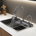 Modern 29.5" Stainless Steel Drop - In Waterfall Kitchen Sink with Pull Down Faucet - Monsta Online