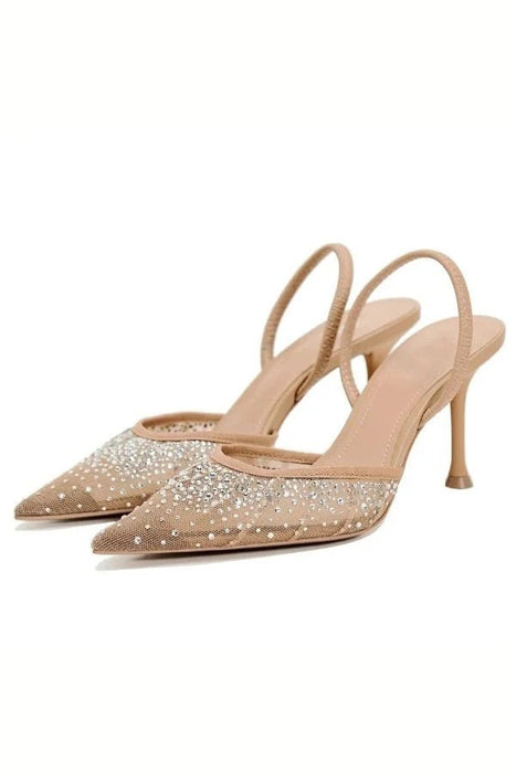 Ingrid Crystal Heels – Sparkling Rhinestone Slingback Pumps for Women, Elegant & Glamorous - Monsta Online