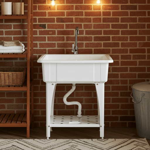 Multi Purpose Utility Laundry Sink with Stainless Steel Faucet and Removable Drainboard - Monsta Online