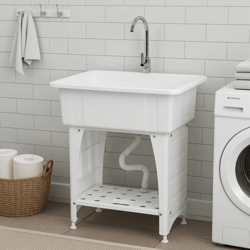Multi Purpose Utility Laundry Sink with Stainless Steel Faucet and Removable Drainboard - Monsta Online
