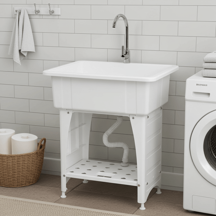 Multi Purpose Utility Laundry Sink with Stainless Steel Faucet and Removable Drainboard - Monsta Online
