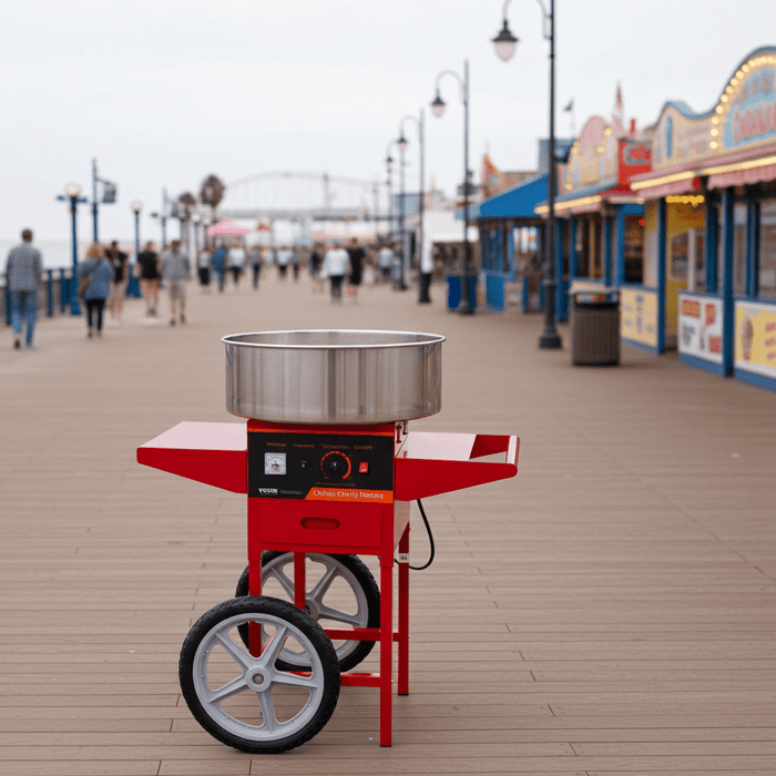 Heavy - Duty 1000W Cotton Candy Machine with Mobile Cart and Steel Bowl - Monsta Online