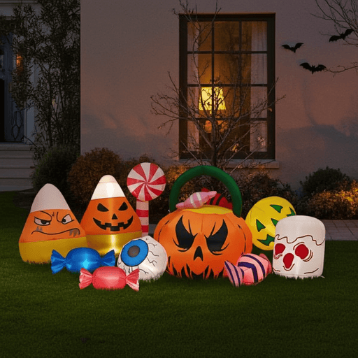 8FT Halloween Inflatable Pumpkins Eyeball Candy with Built - in LED Lights - Monsta Online