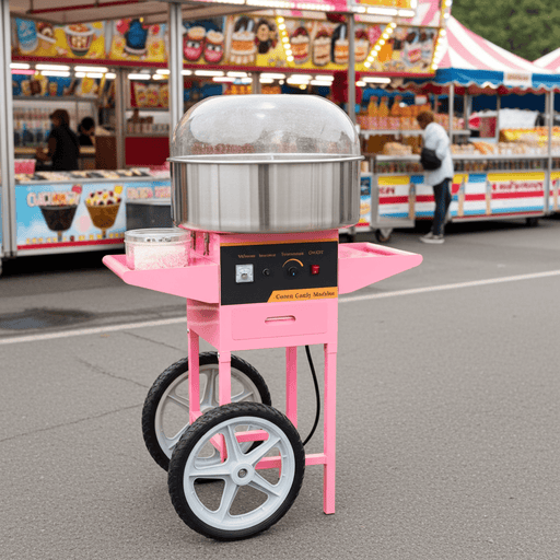 Heavy - Duty 1000W Cotton Candy Machine with Mobile Cart and Steel Bowl - Monsta Online