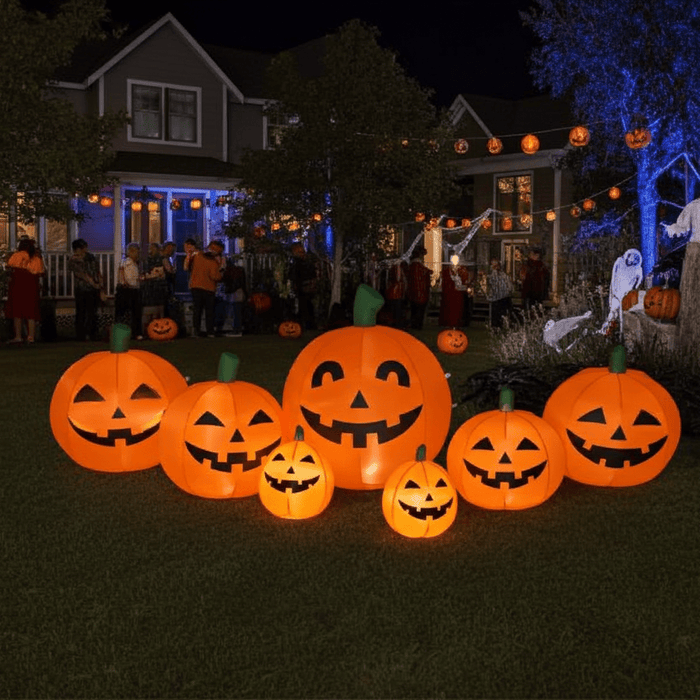 7FT Pumpkin Inflatable Halloween Decoration with 7pcs LED String Lights - Monsta Online